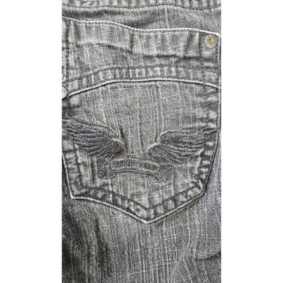 Robin's Jean Women's Straight Leg Riveted Distressed Black Denim Jeans Size 31 - Picture 7 of 11